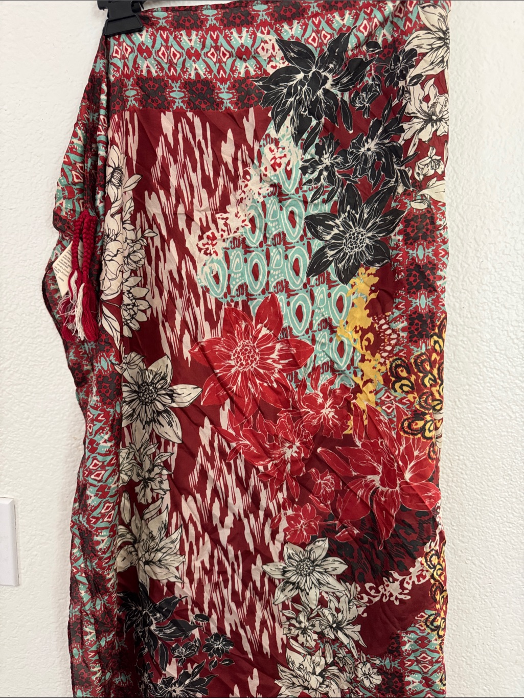 Johnny Was Red Multi Floral Printed Scarf